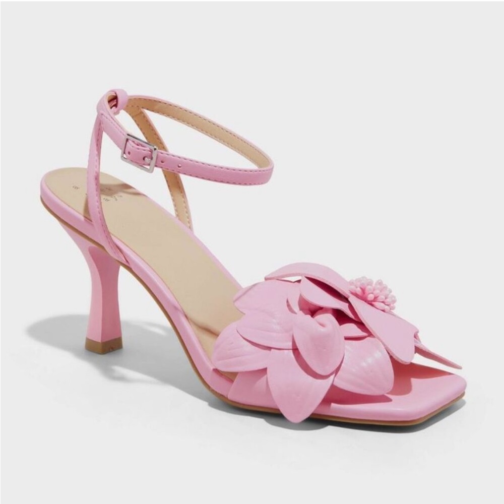 A New Day- Target Antonette Pink Flower Heels- NWT-  Size 6